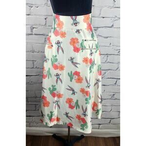 Unique Vintage Women's 1x Looney Tunes Bugs Bunny Cactus Circle Midi Skirt